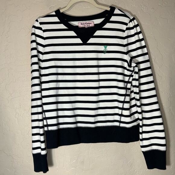 Juicy Couture preppy monogram striped pullover sweatshirt y2k size large - Picture 1 of 9